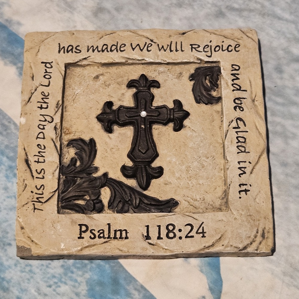 Psalm 118:24 This Is the Day Christian Cross Resin Wall Plaque 8"